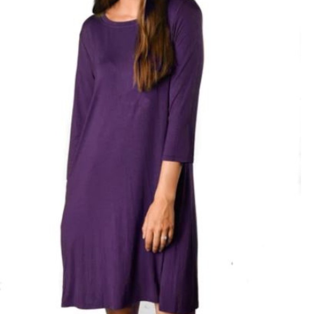 Plum Pocket Tunic Business Casual Dress